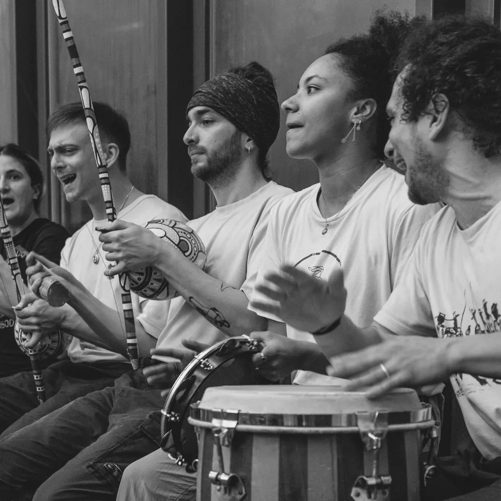 Bateria: musicians with berimbaus and atabaque